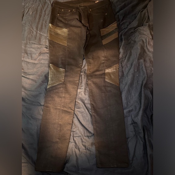 RARE rag & bone Halifax Motocross Lamb Leather Panel Jeans Midnight Wash - Picture 2 of 8